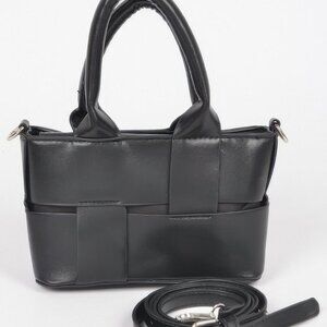 Faux Leather Braided Small Tote Bag